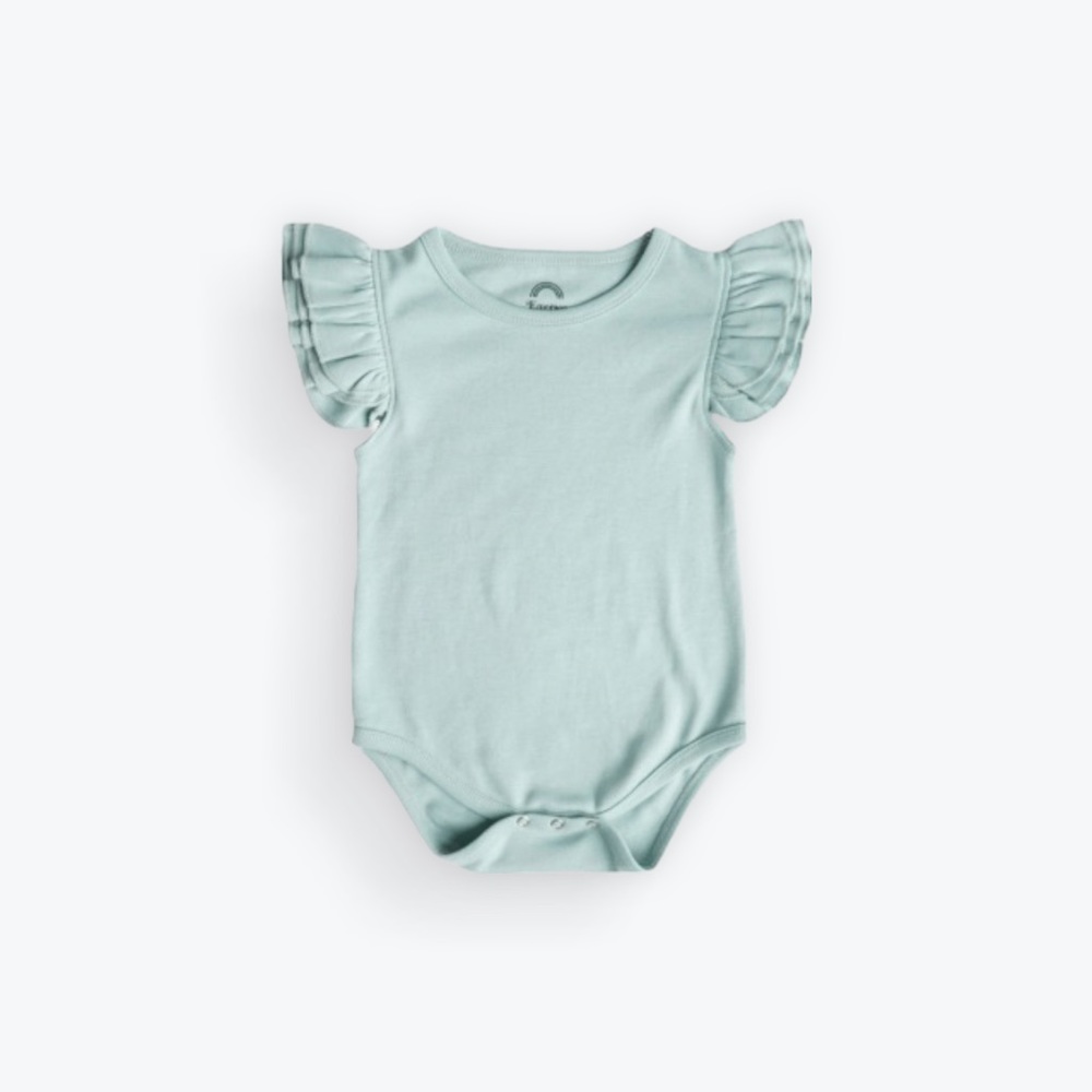 Light Blue Flutter Sleeve Bodysuit
